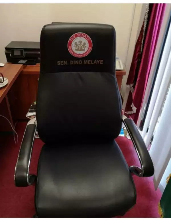 Dino Melaye Shows Off His Senatorial Seat After His Victory (Photo)